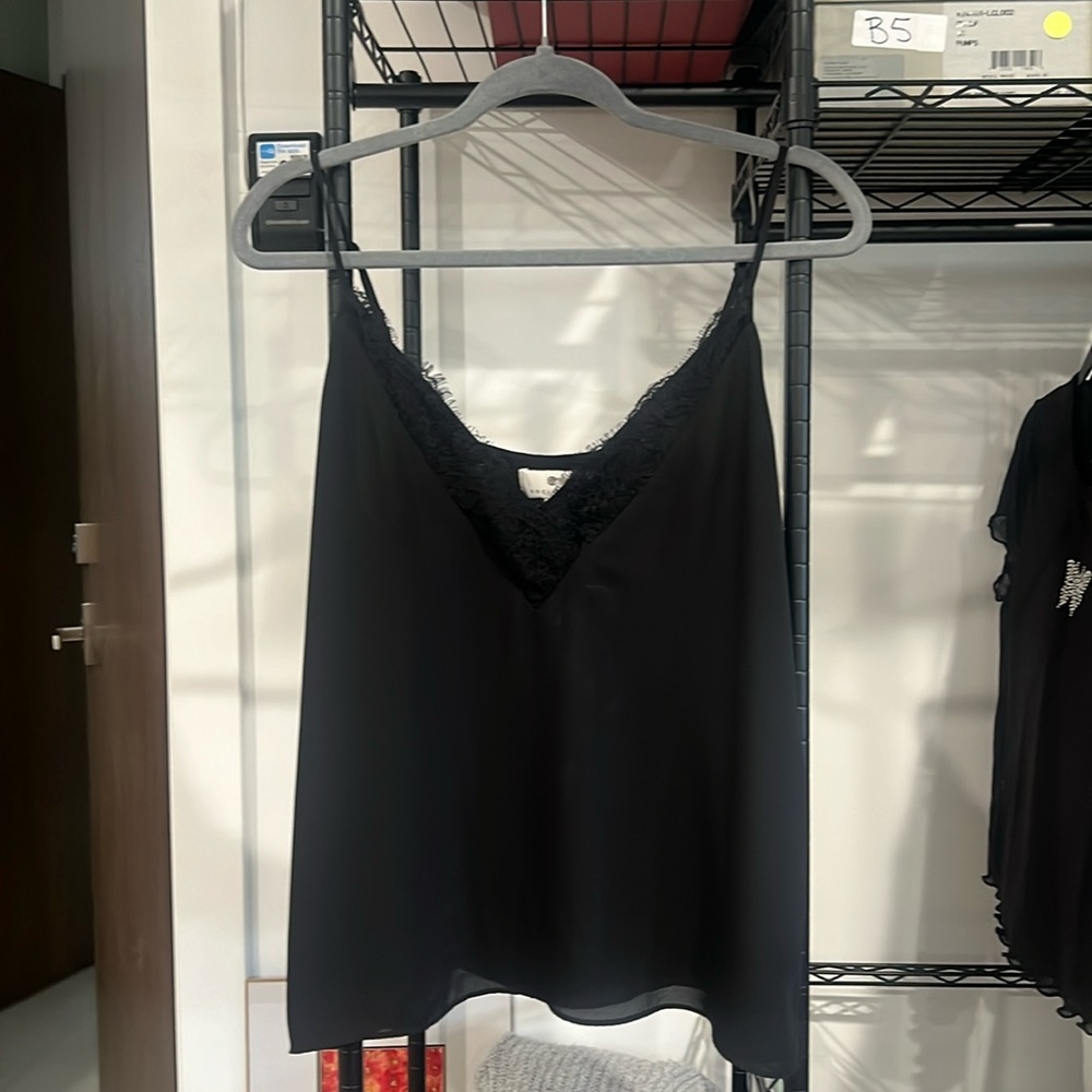 Satin Material Tank Top Shirt with Lace